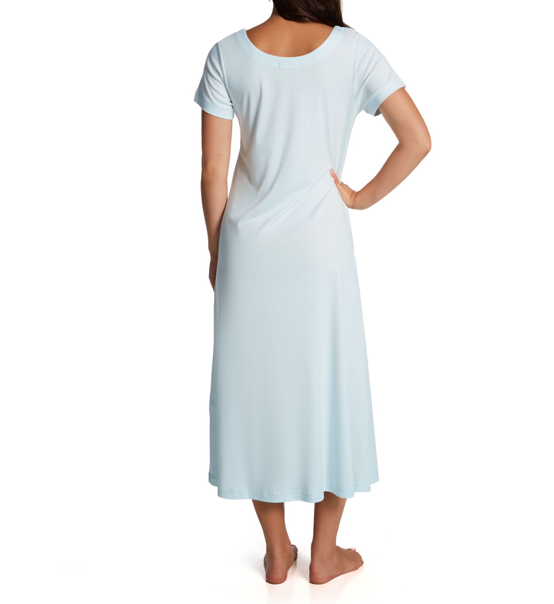 P-Jamas Butterknits Long Nightgown With Short Sleeves Blue M  - Image 2