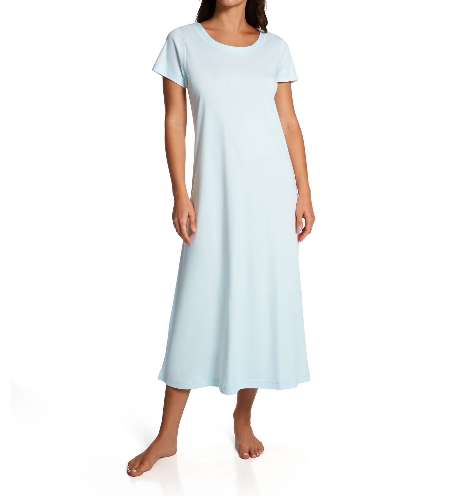P-Jamas Butterknits Long Nightgown With Short Sleeves Blue M  - Image 1