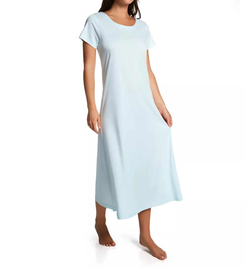 100% Cotton Jersey 48 Long Sleeve Nightgown 2021135 - Denim Coral Garden