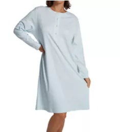 Butterknits Long Sleeve Button Front Gown Blue S