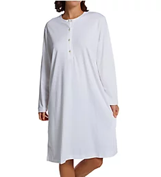 Butterknits Long Sleeve Button Front Gown White XS