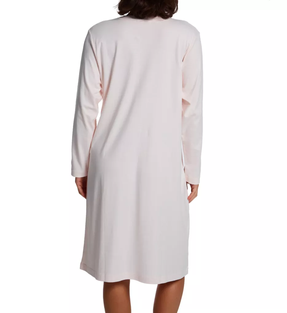 Butterknits Long Sleeve Button Front Gown Pink L