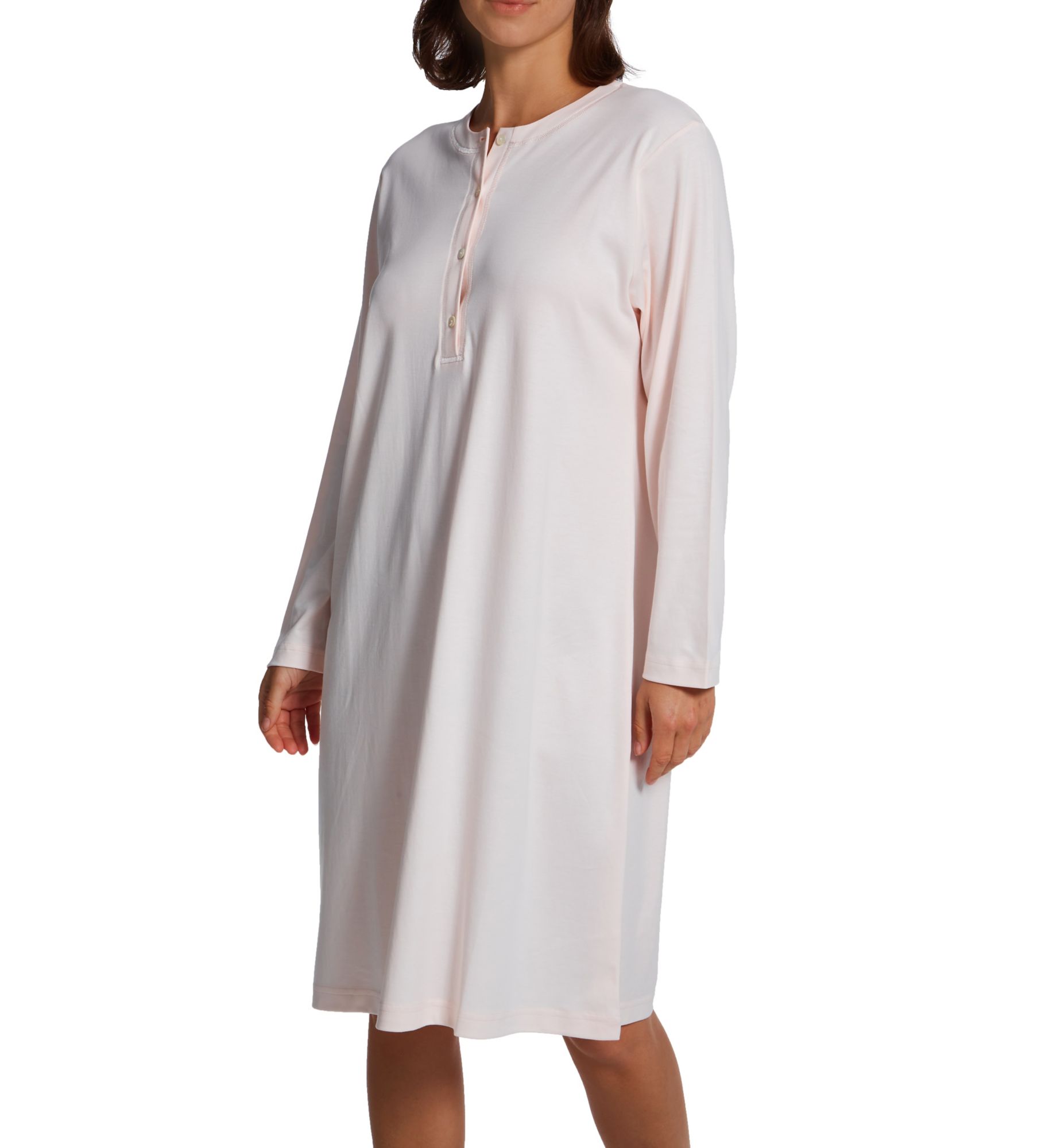 P-Jamas Butterknits Long Sleeve Button Front Gown Pink XS  - Image 1