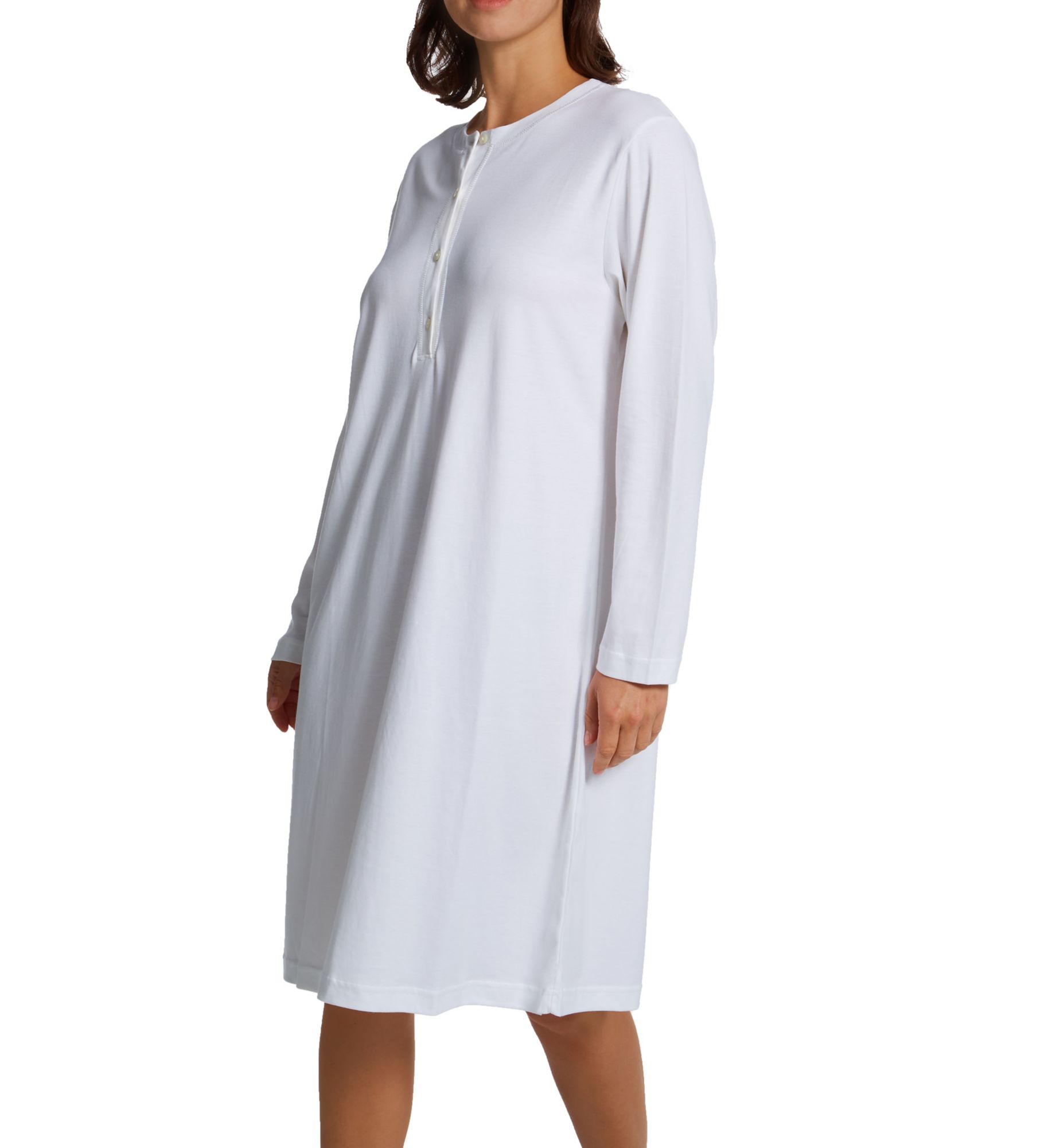 P-Jamas Butterknits Long Sleeve Button Front Gown White XL  - Image 1