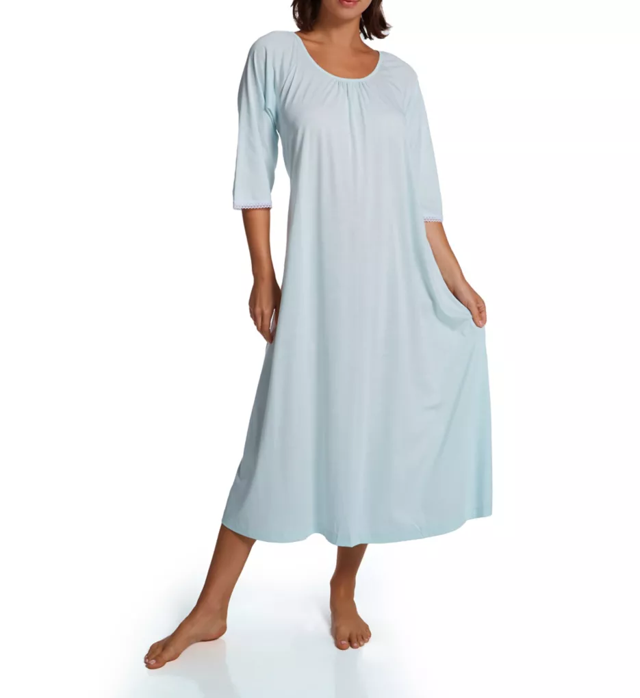 Lacy Jersey Long Sleeve Gown Blue S
