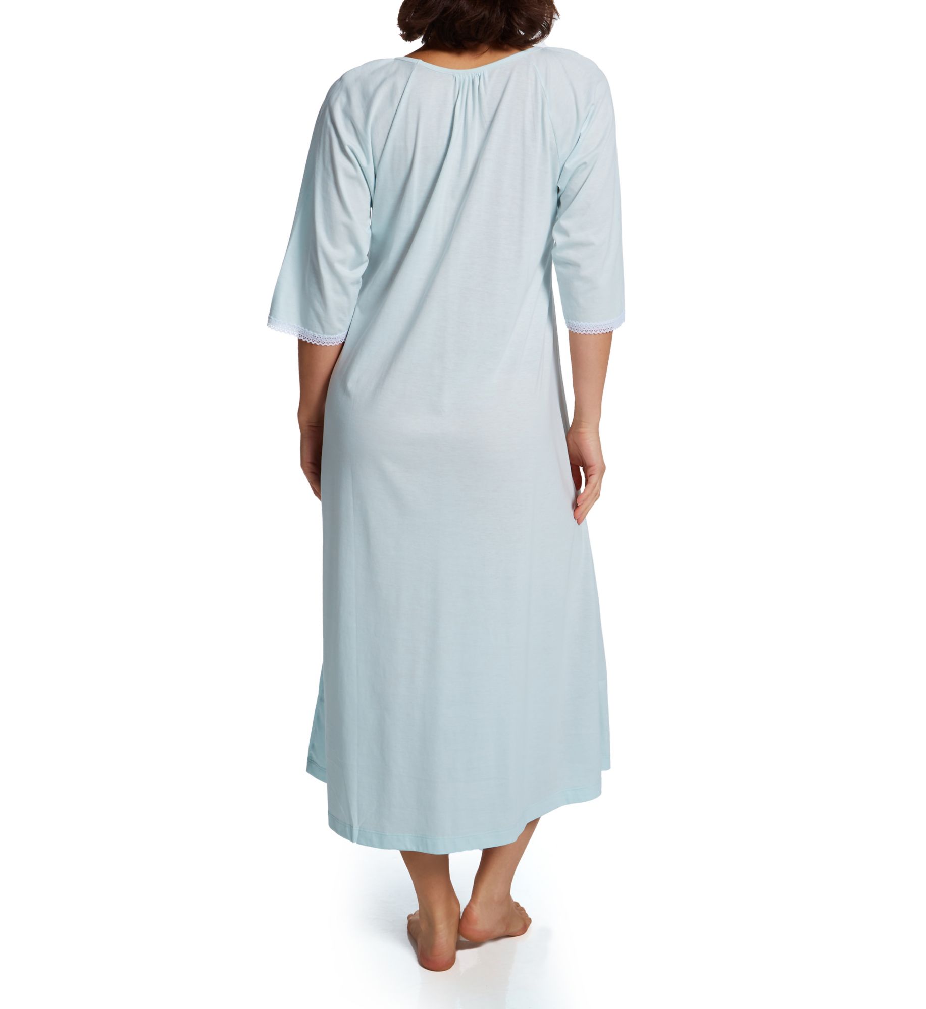 P-Jamas Lacy Jersey Long Sleeve Gown Blue M  - Image 2