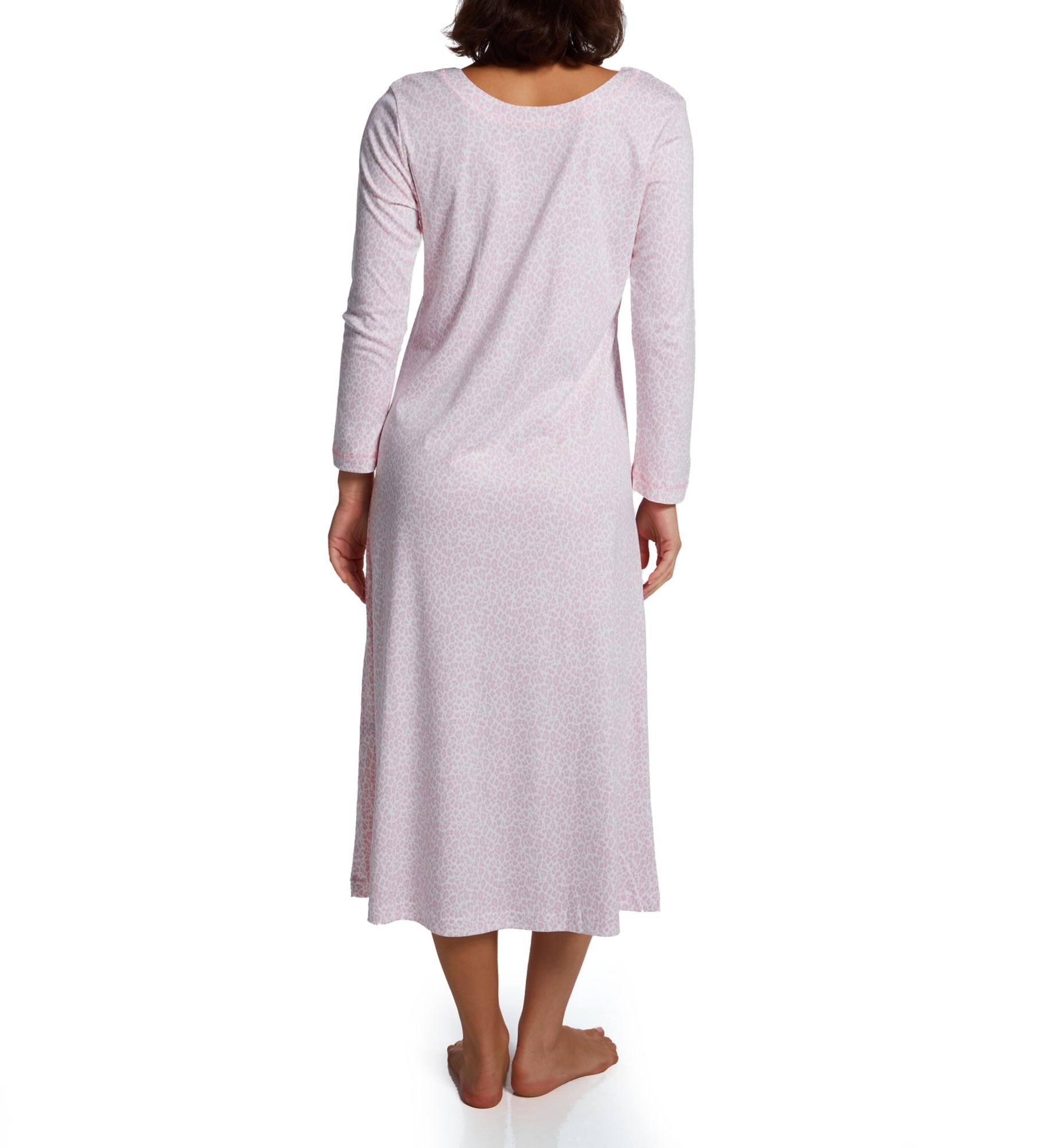 P-Jamas Butterknits Leopard Long Sleeve Long Gown Pink L  - Image 2