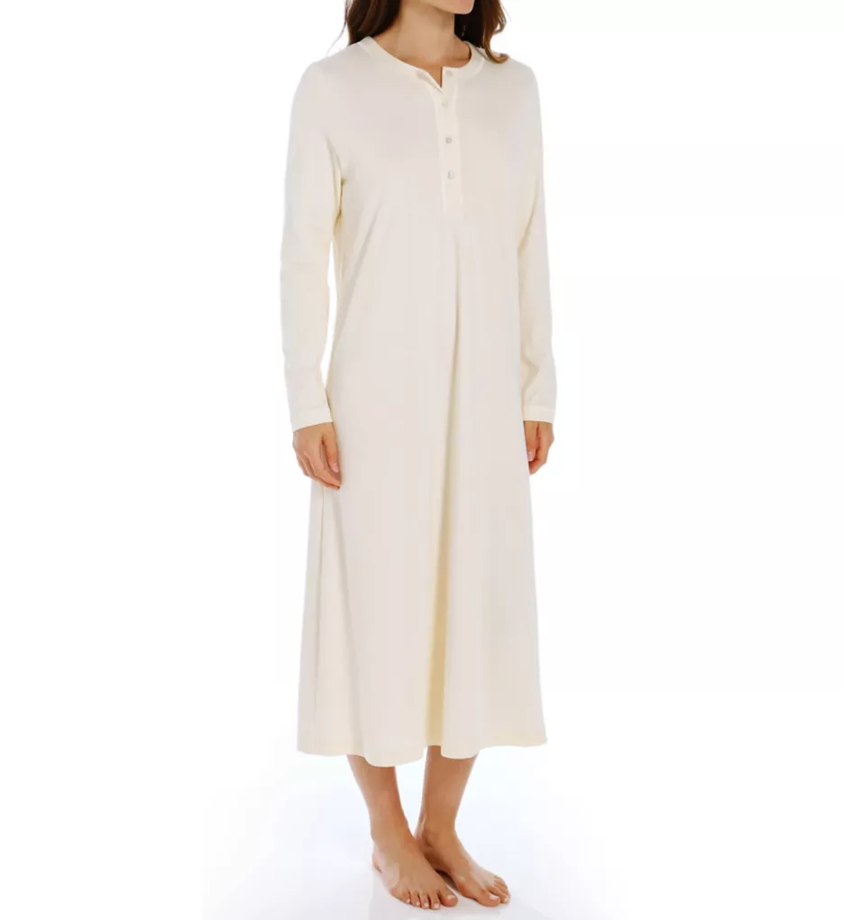 Calida Women's Soft Cotton Long Sleeve Nightgown, 33300, White, M