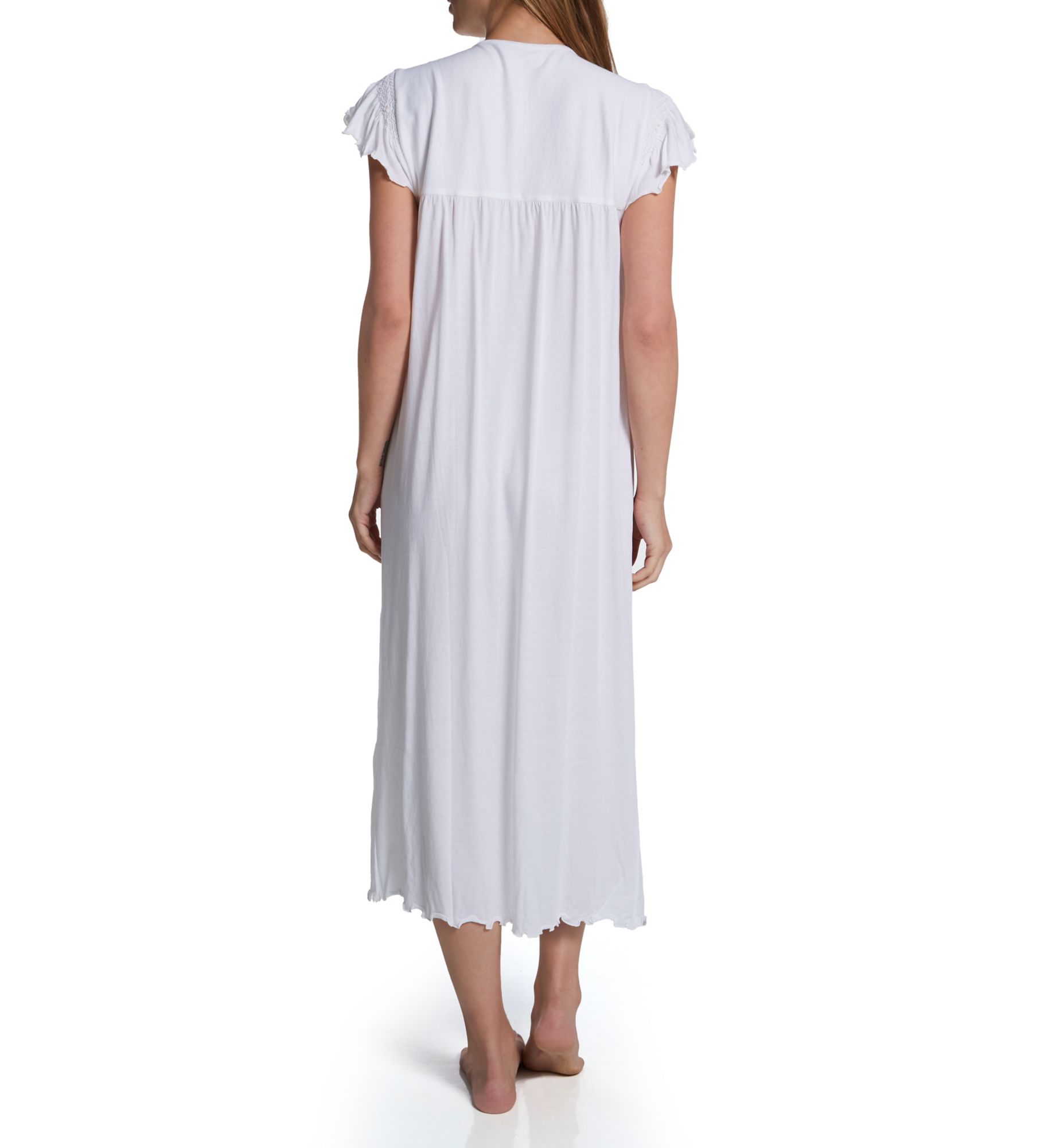 P-Jamas Daisy Smocked Cap Sleeve Nightgown White S  - Image 2