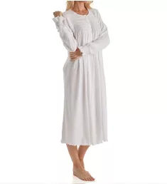 Isabel Smocked Long Sleeve Nightgown White XS