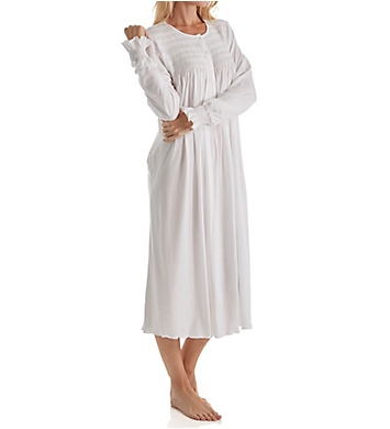 P-Jamas Isabel Smocked Long Sleeve Nightgown