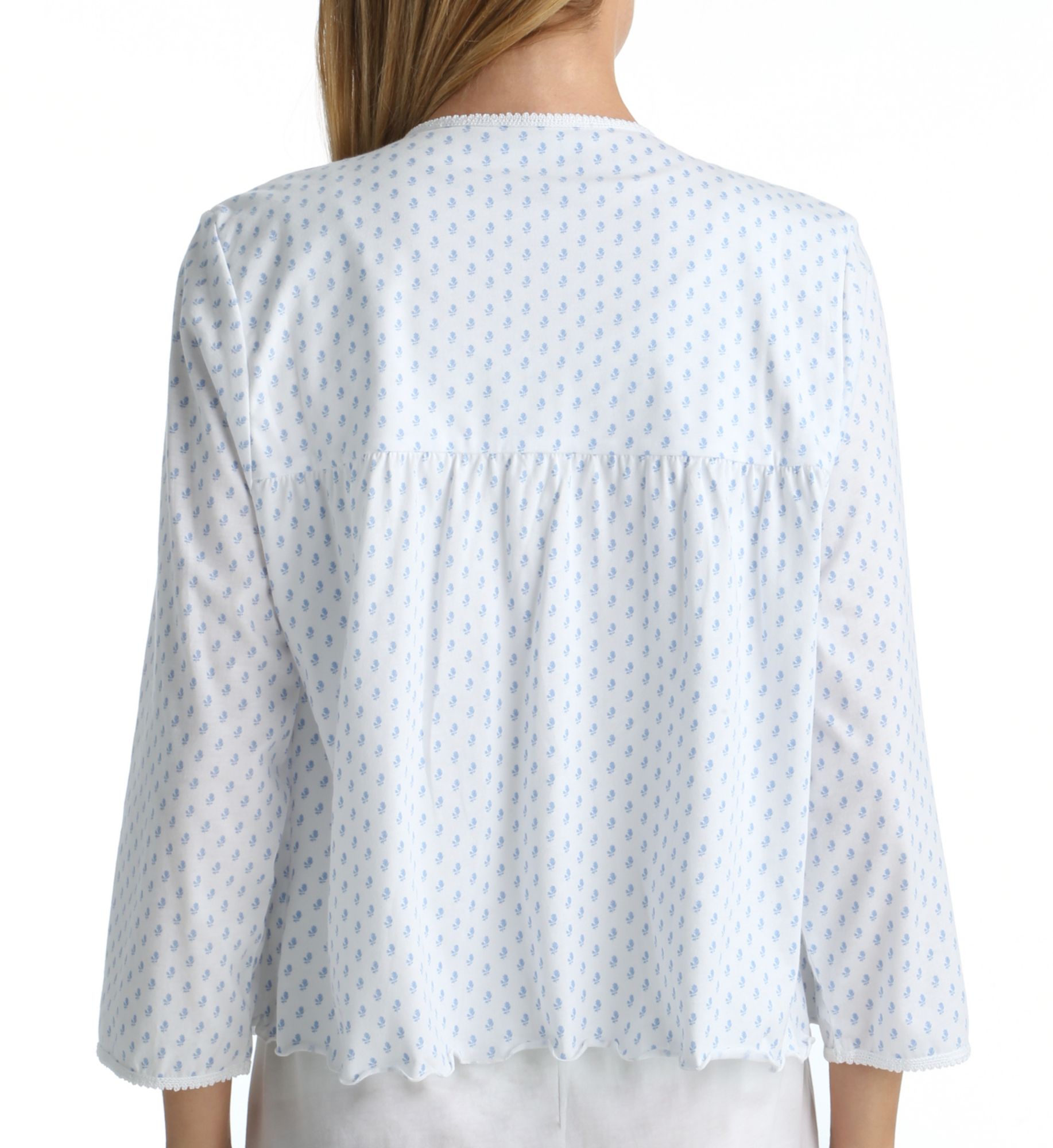 P-Jamas Heirlooms Bed Jacket White/Blue XL  - Image 2
