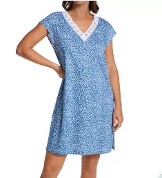 Sweet Leopards Denim Cap Sleeve Chemise Leopard Print in Denim L