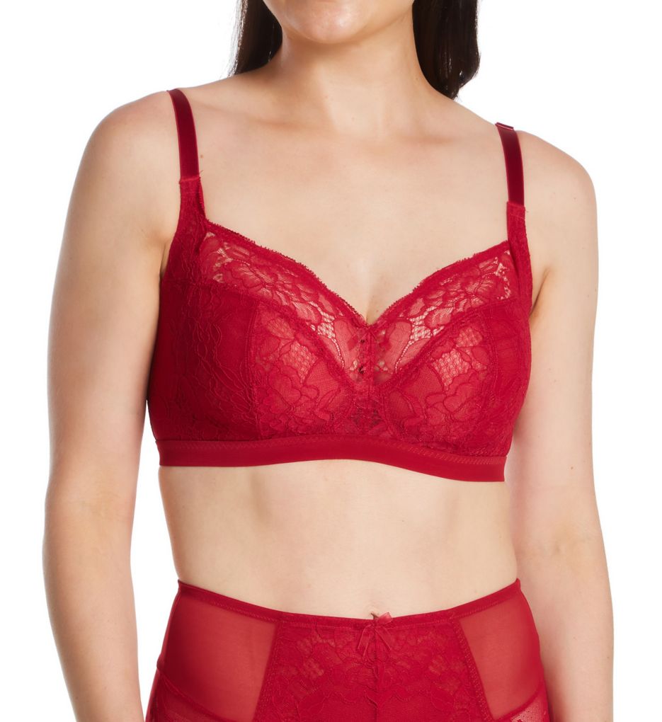 Padded Wired All Over Lace Satin Bow Balconette Bra with Removable Strap