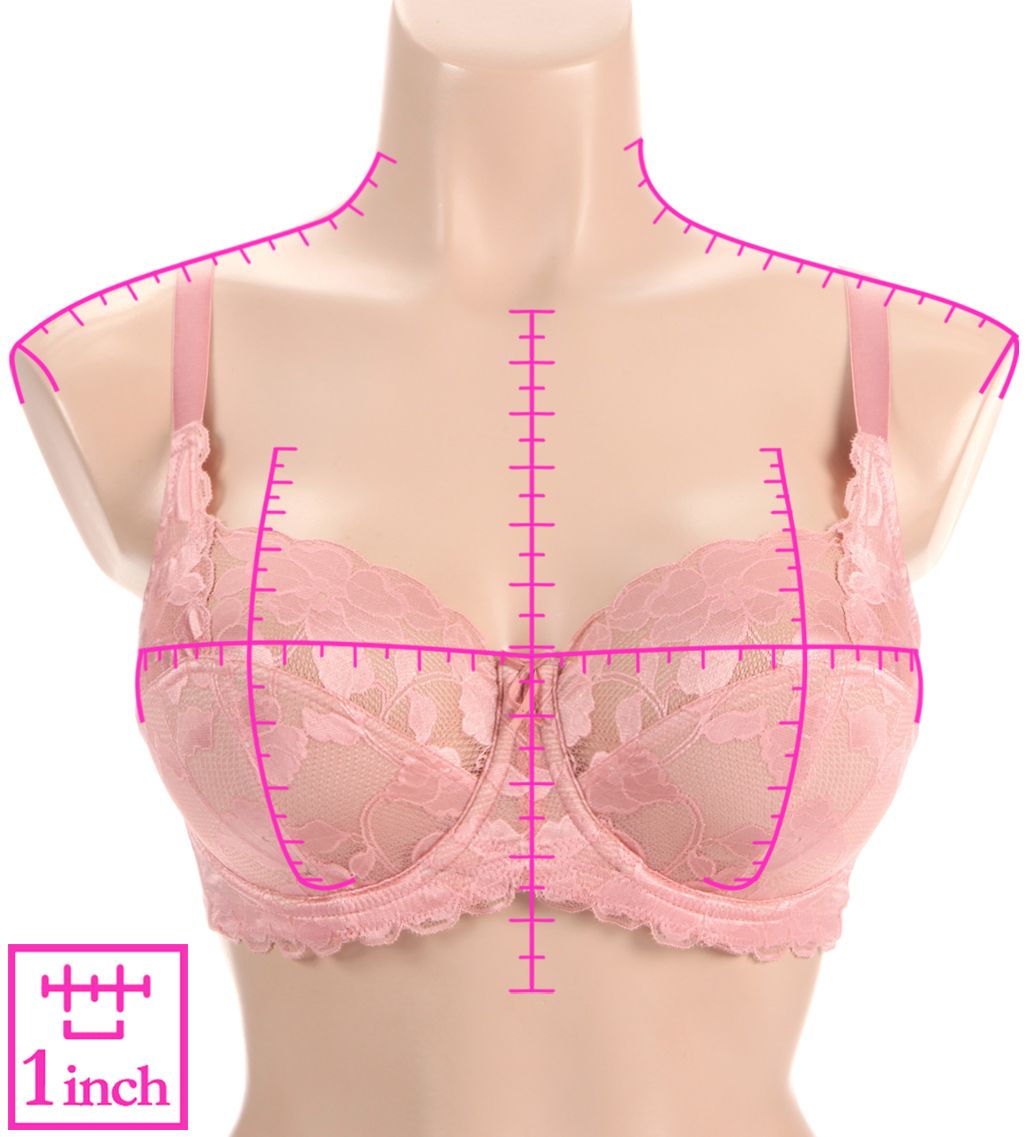 Panache Amour Full Cup Bra 11140A  – Main View  – Front View  – Back View with HerRoom measurement overlay