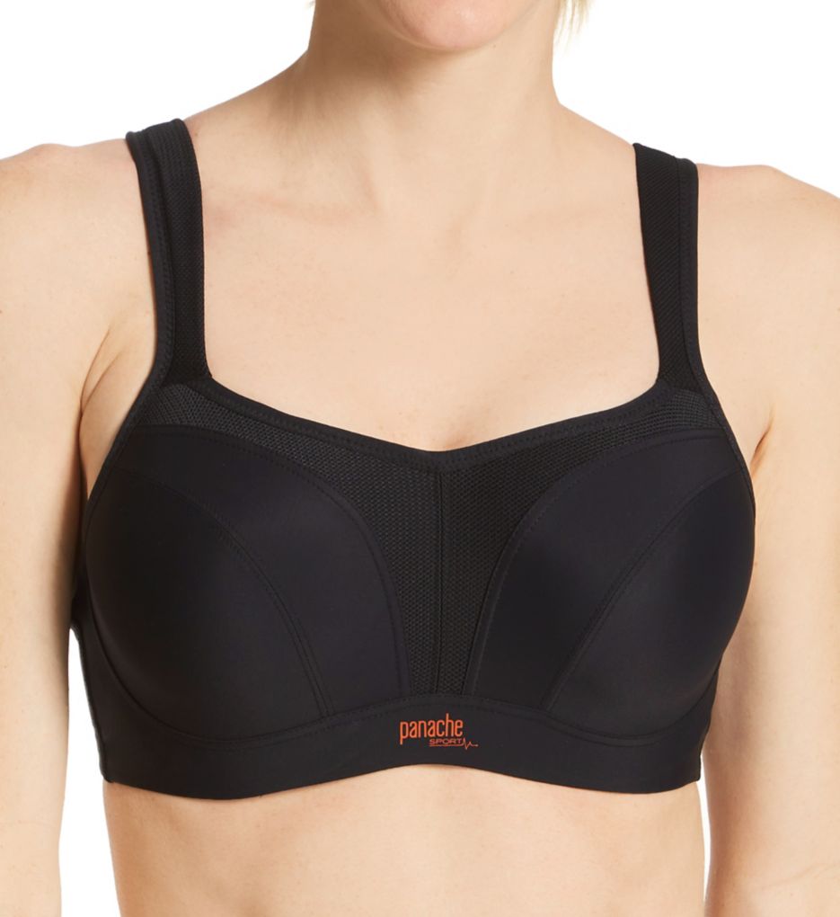 Full-Busted Underwire Sports Bra Black 40E by Panache