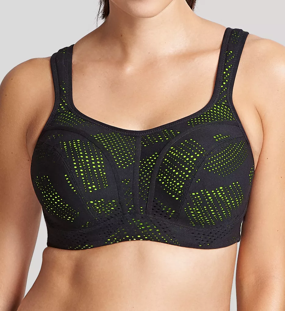 Full Busted Underwire Sports Bra Black/Lime 28HH