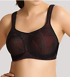 Full Busted Underwire Sports Bra Black/Coral 34B