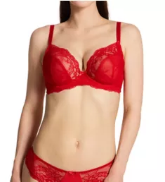 Ana Non-Padded Plunge Underwire Bra Salsa Red 34FF