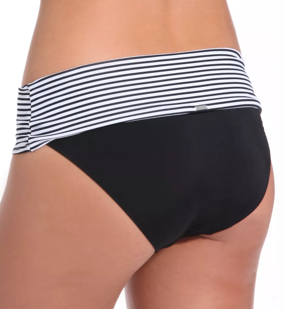 Anya Stripe Folded Swim Bottom Black White Stripe XS