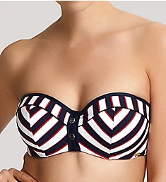 Lucille Padded Bandeau Bikini Swim Top Navy Stripe 32DD