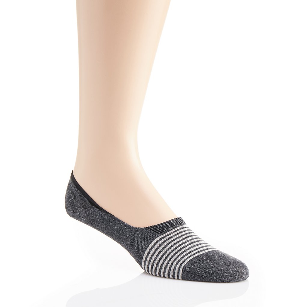Pantherella 3003F Egyptian Cotton Striped Invisible Sock (Dark Grey Mix)