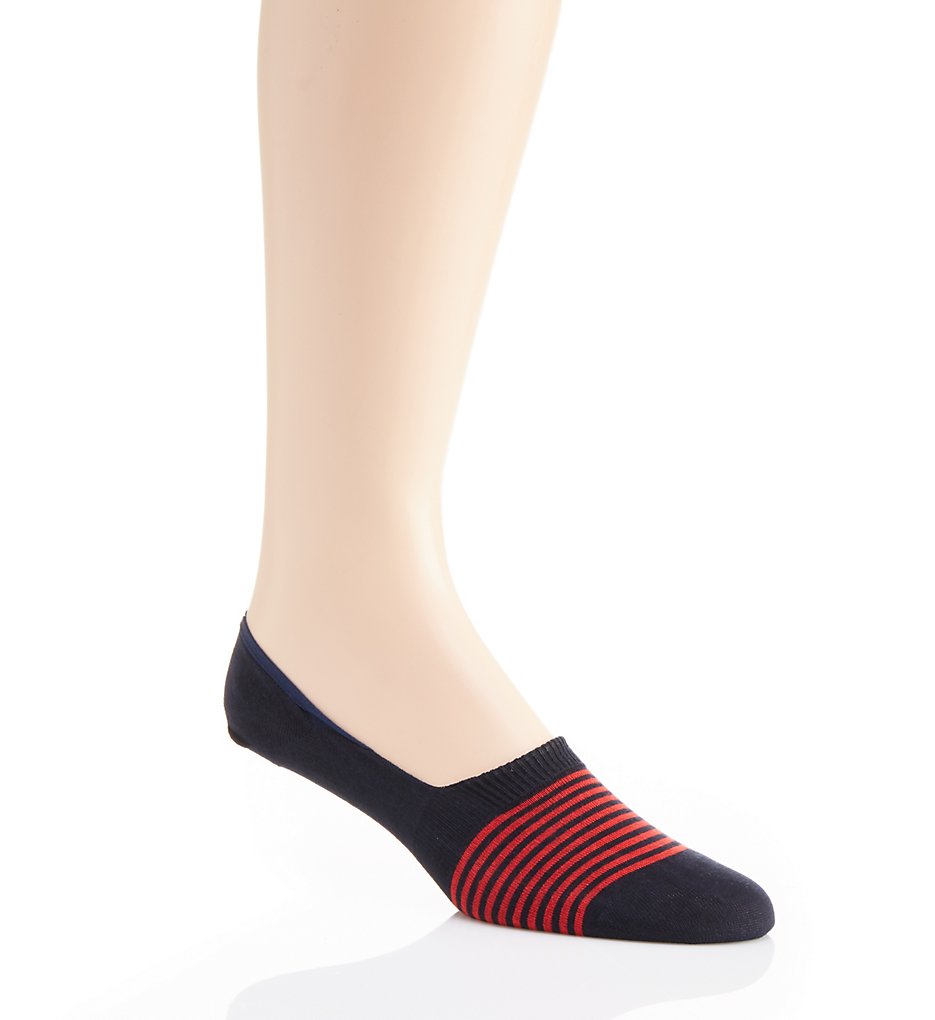 Pantherella 3003F Egyptian Cotton Striped Invisible Sock (Navy)