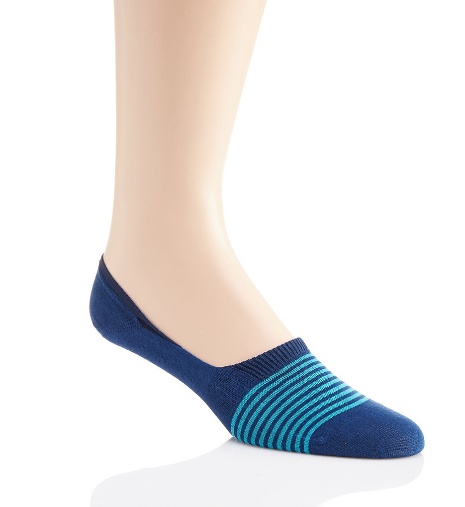 Pantherella 3003F Egyptian Cotton Striped Invisible Sock (Ocean)