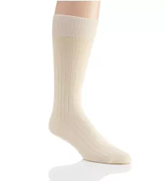 Pembrey Sea Island Cotton 9x1 Rib Crew Sock Cream M