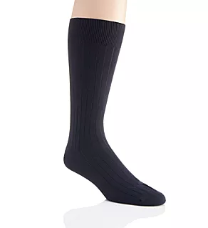 Pembrey Sea Island Cotton 9x1 Rib Crew Sock Navy L
