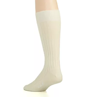 Pembrey Sea Island Cotton 9x1 Rib Crew Sock Cream L