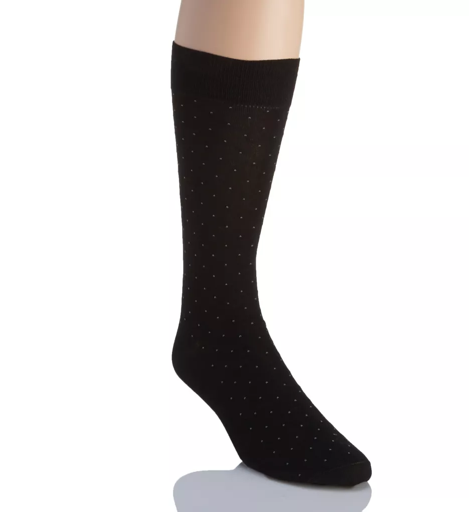 Gadsbury Pindot Cotton Lisle Fancy Socks Blk2 L