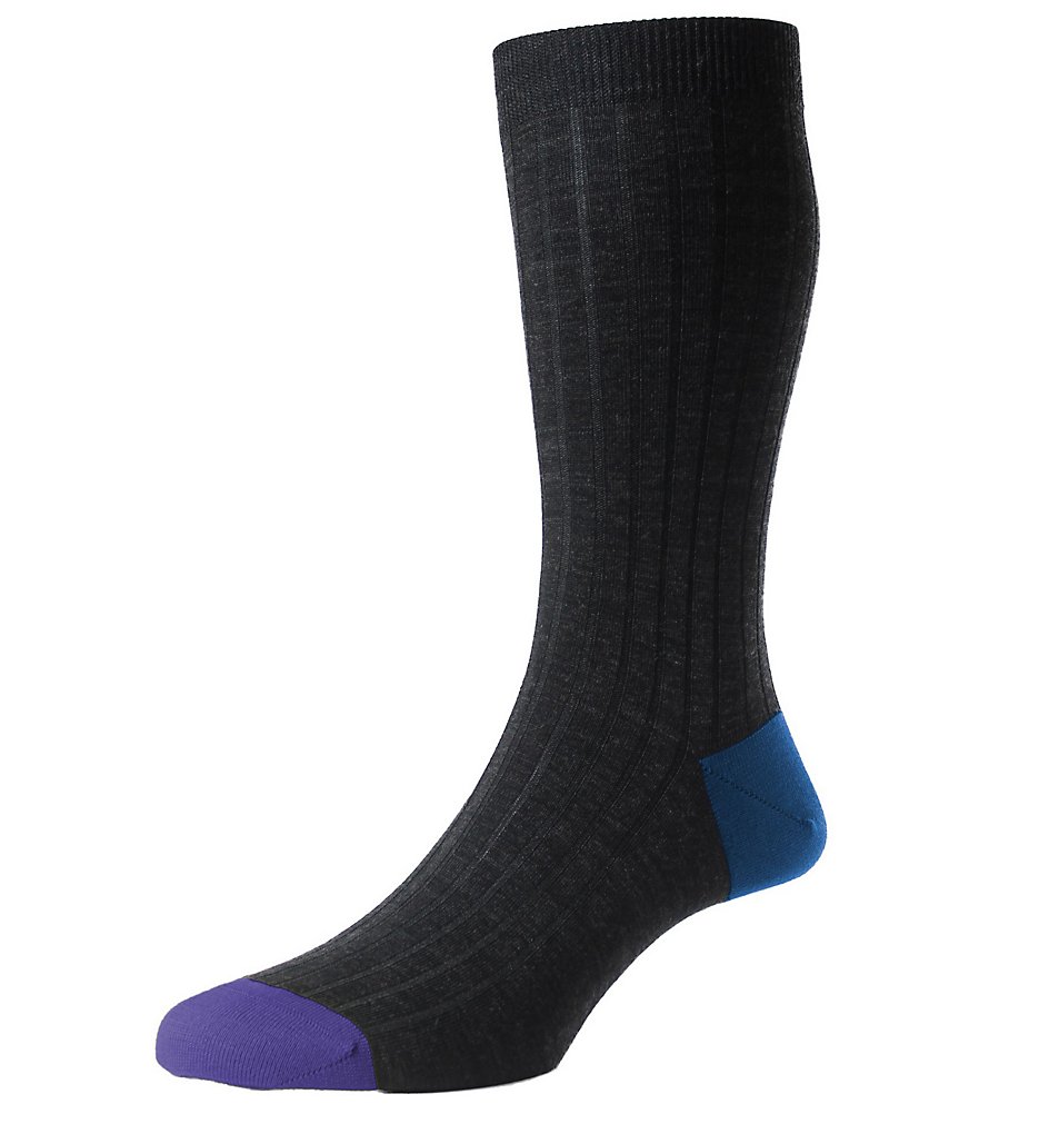 Pantherella 5392 Portobello Egyptian Cotton Sock (dark grey purple)
