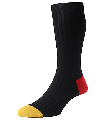 Pantherella Portobello 8x2 Rib Sock With Contrast Toe & Heel