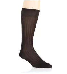 Asberley Luxury Silk Blend 9x1 Rib Crew Sock Black S