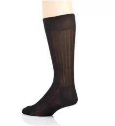 Asberley Luxury Silk Blend 9x1 Rib Crew Sock Black S