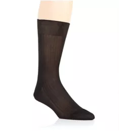 Baffin Luxury 100% Pure Silk 5x3 Rib Crew Sock Black S