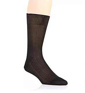 Baffin Luxury 100% Pure Silk 5x3 Rib Crew Sock Black S