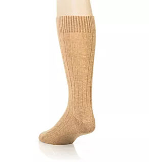 Waddington Luxury Cashmere 5x1 Rib Crew Sock Camel S
