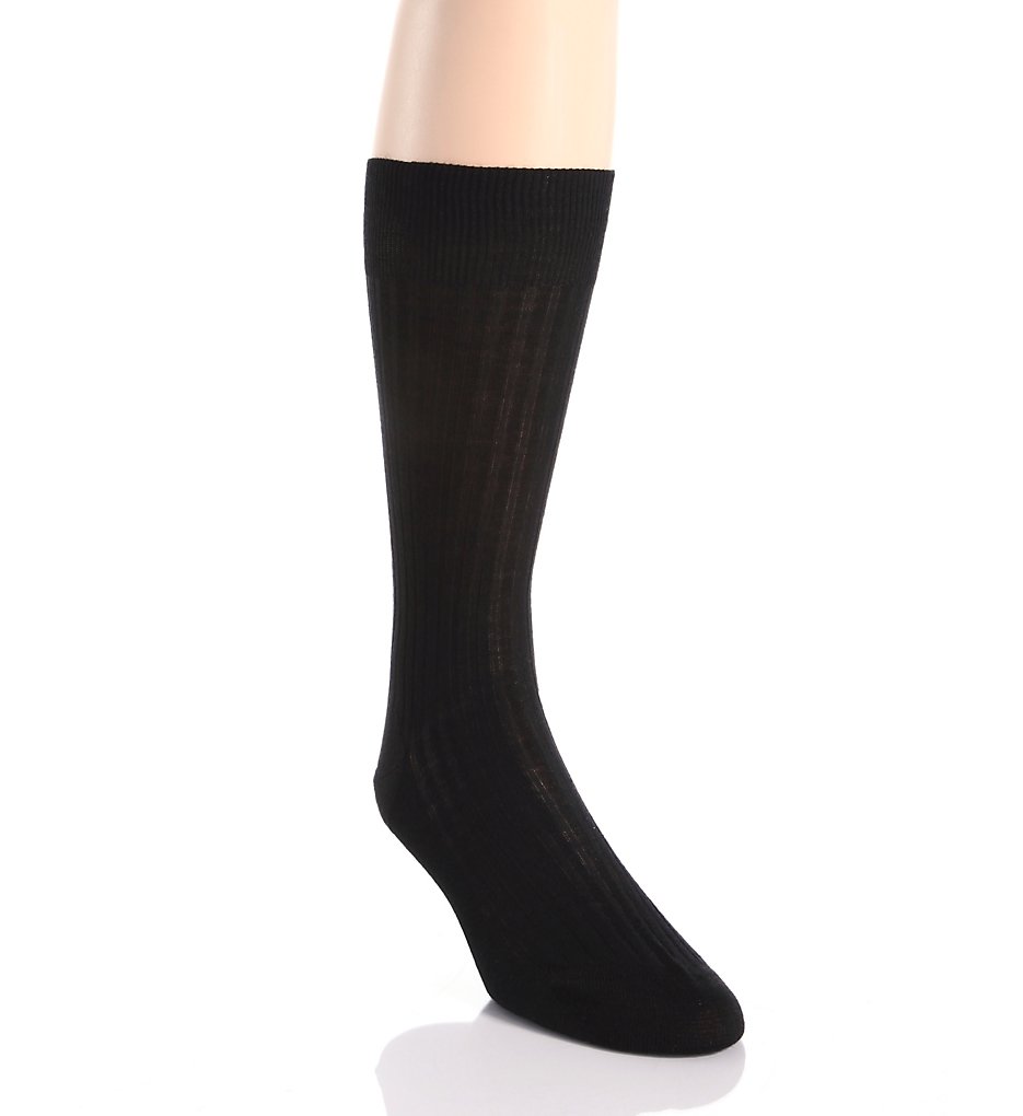 Pantherella 5796 Merino Wool Dress Socks - 5x3 Rib (Black)