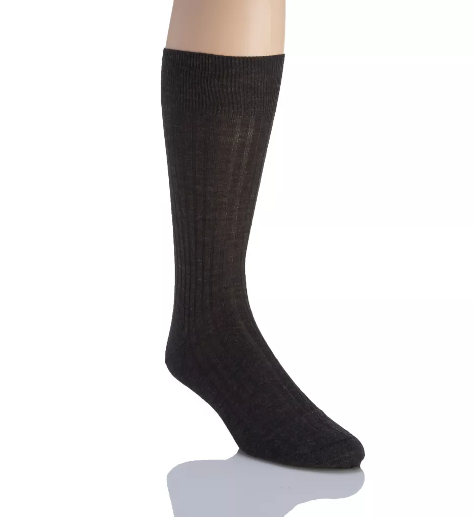 Merino Wool Dress Socks - 5x3 Rib CHAR M