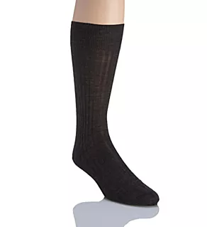 Merino Wool Dress Socks - 5x3 Rib CHAR L