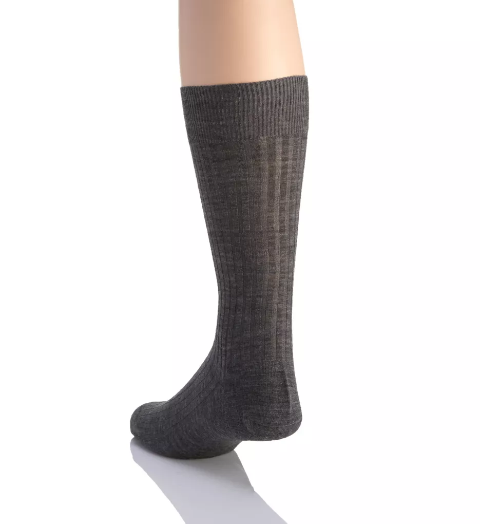 Merino Wool Dress Socks - 5x3 Rib BLK M