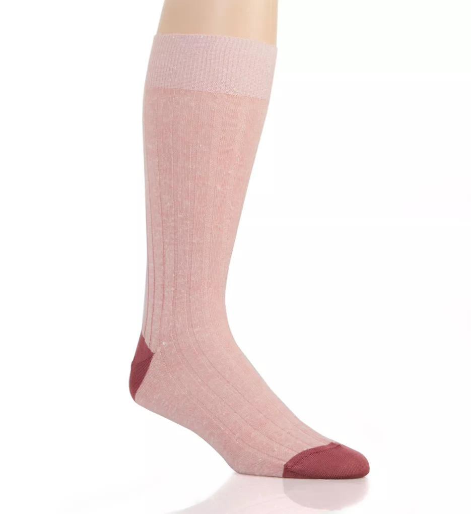 Hamada Linen Blend 8x3 Rib Crew Sock Pale Pink S