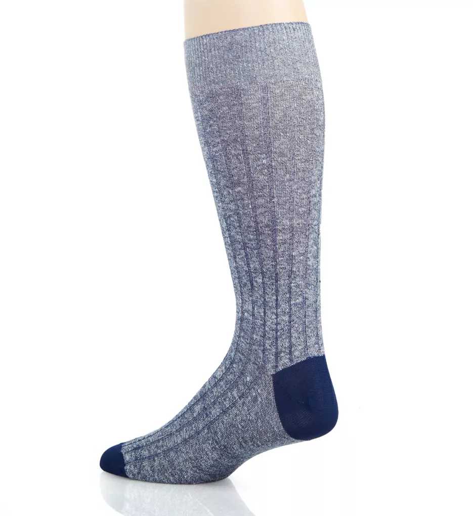 Hamada Linen Blend 8x3 Rib Crew Sock Indigo M