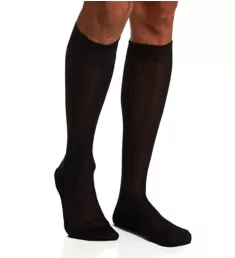 Luxury 100% Pure Silk 5x3 Rib Over The Calf Sock Black XL