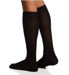 Luxury 100% Pure Silk 5x3 Rib Over The Calf Sock Black XL