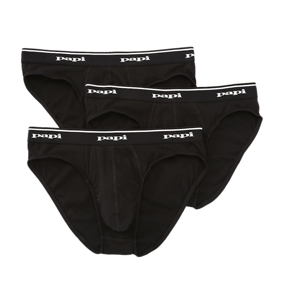 Papi 554101 Cotton Low Rise Briefs - 3 Pack (Black)