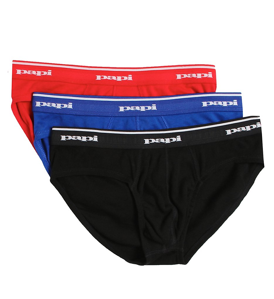 Papi 554101 Cotton Low Rise Briefs - 3 Pack (Red/Black/Blue)
