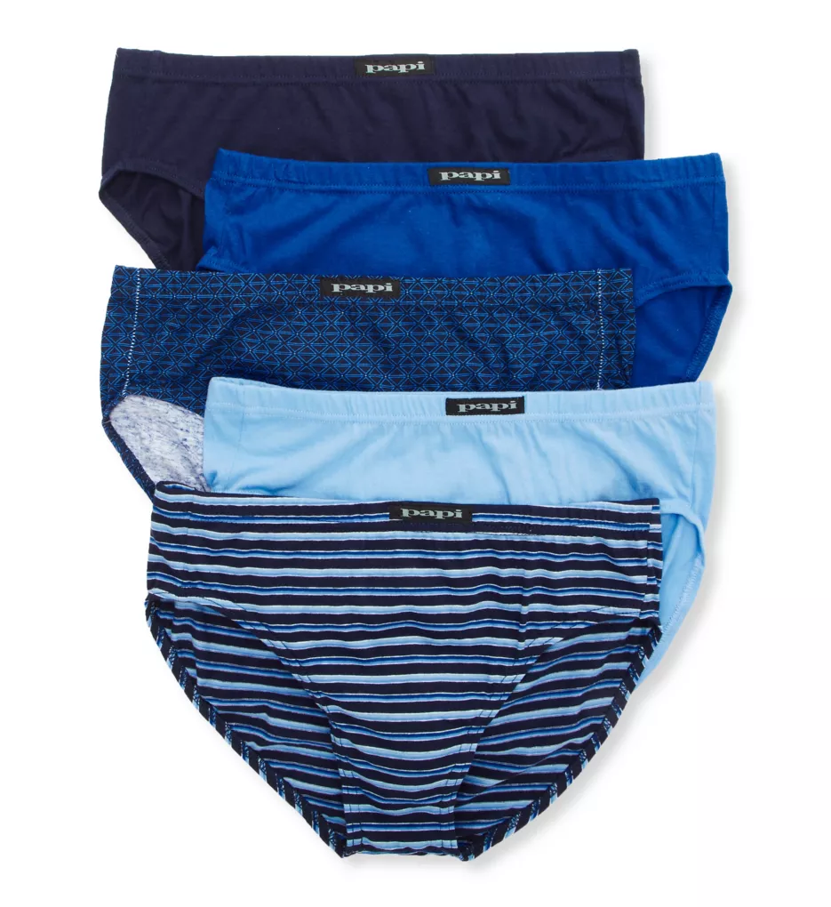 100% Cotton Low Rise Brief - 5 Pack Navy/Blue Assorted S